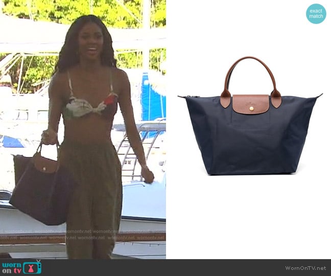 Longchamp Medium Le Pliage Tote Bag worn by Charity Lawson on The Bachelorette