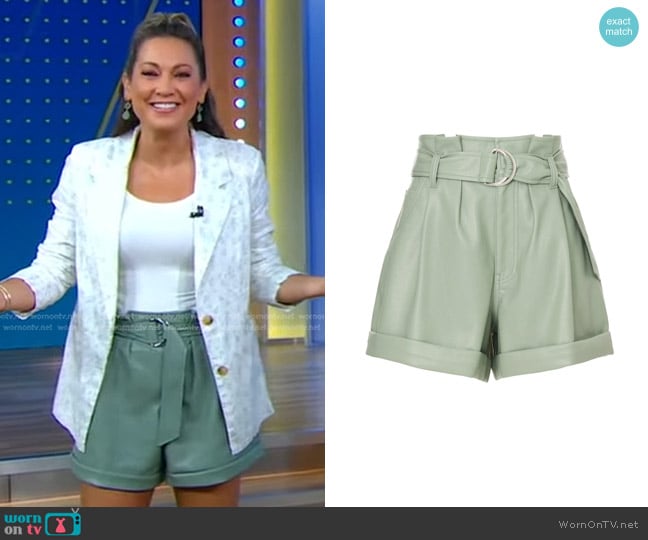 Marissa Webb Collective Faux Leather Belted Shorts worn by Ginger Zee on Good Morning America