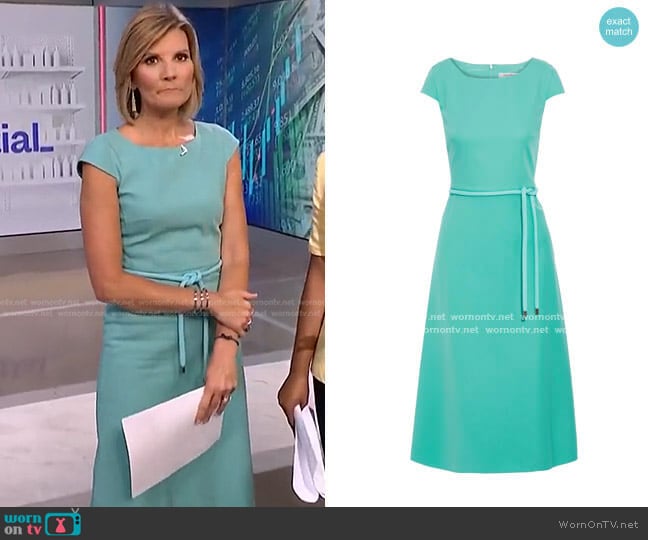 Max Mara Opunzia Belted Cotton-Cady Dress worn by Kate Snow on NBC News Daily