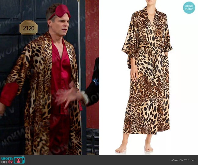 Natori Long Leopard-Print Satin Robe worn by Leo Stark (Greg Rikaart) on Days of our Lives