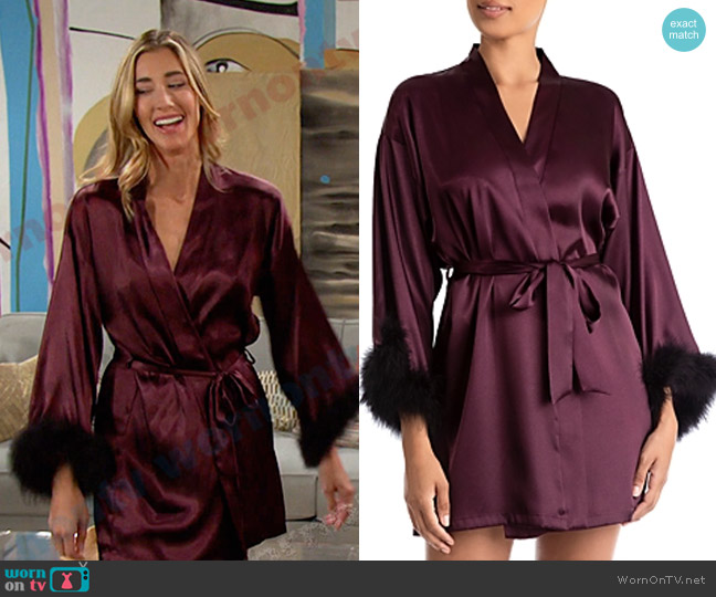 In Bloom by Jonquil Noelle Feather Trim Robe worn by Sloan Peterson (Jessica Serfaty) on Days of our Lives