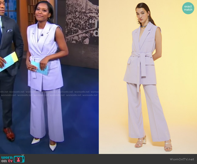 ottod'Ame Sleeveless Blazer and Wide Trousers worn by Rachel Scott on Good Morning America