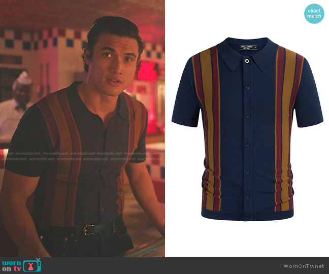 PS Paul Smith Vintage Striped Knit Polo worn by Reggie Mantle (Charles Melton) on Riverdale