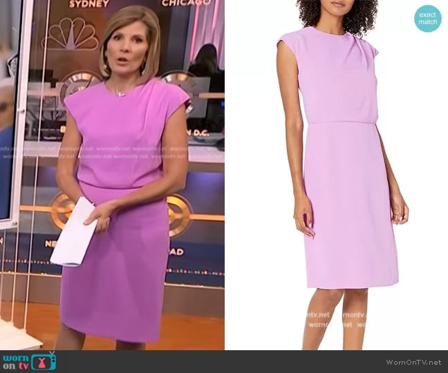 Halston Pleated Neck Pencil Dress worn by Kate Snow on NBC News Daily