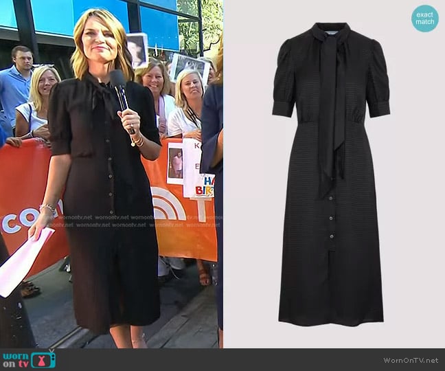 Prada Jacquard Silk Midi Dress With Scarf Detail worn by Savannah Guthrie on Today