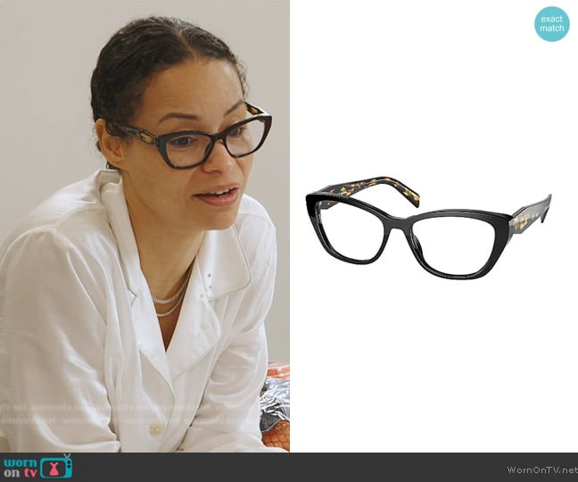 Prada 19WV Eyewear Frame Black  worn by Sai De Silva on The Real Housewives of New York City