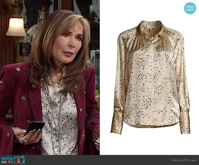 Rebecca Taylor Scattered Fleur Long Sleeve Blouse worn by Kate Roberts (Lauren Koslow) on Days of our Lives