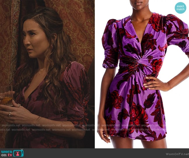 Rhode Leanna Floral Velvet Mini Dress worn by Ashley Park (Ashley Park) on Only Murders in the Building