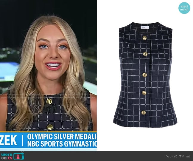 Rosetta Getty Window-Pane Print Sleeveless Vest worn by Samantha Peszek on Today