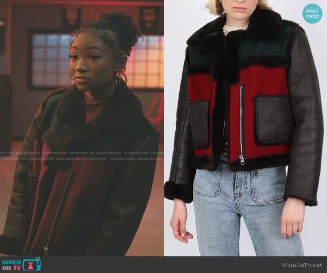 Sandro Shearling Jacket worn by Kenya (Kennedy Amaya) on The Chi