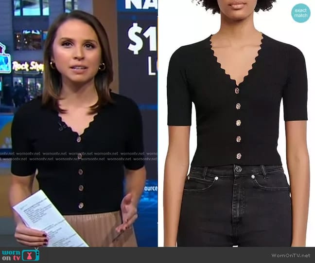 Sandro Cecil Cardigan worn by Elizabeth Schulze on Good Morning America