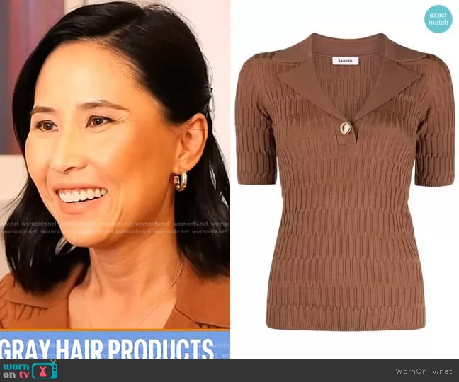 Sandro Victor Rib-Knit Sweater worn by Vicky Nguyen on Today