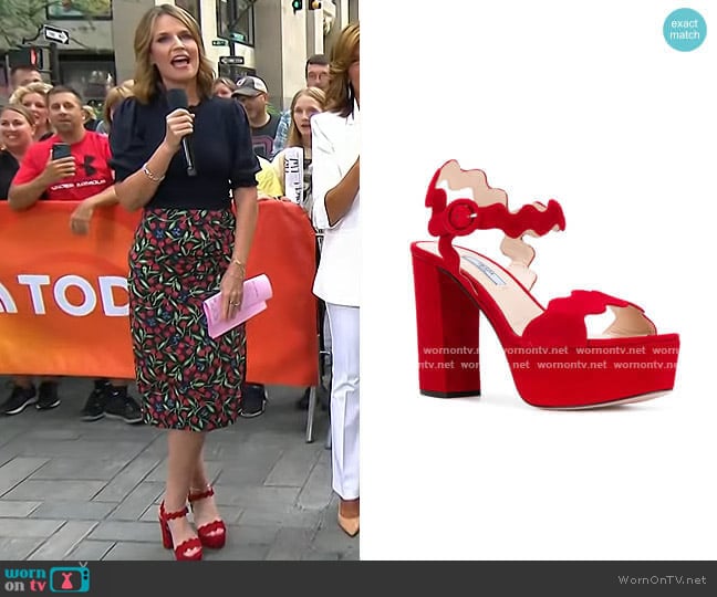 Prada Scalloped Platform Sandals worn by Savannah Guthrie on Today