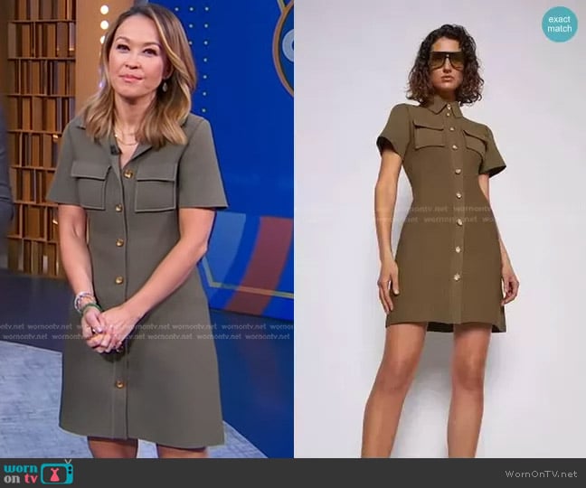 Scanlan Theodore Crepe Knit Patch Pocket Dress worn by Eva Pilgrim on Good Morning America