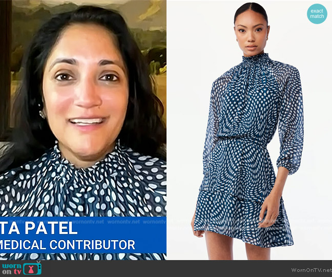 Scoop Tiered Mini Dress with Smock Neck worn by Dr Kavita Patel on NBC News Daily