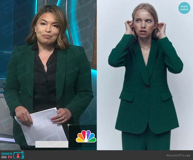 Zara Shawl Lapel Blazer worn by Gilma Avalos on NBC News Daily