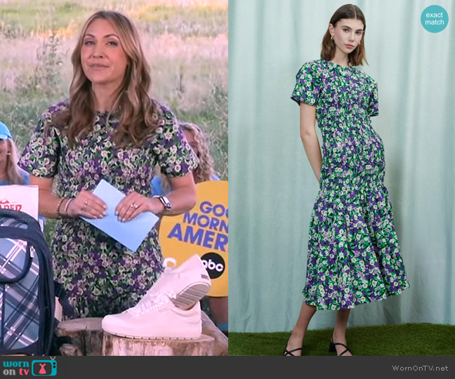 Ghospell Mountain Flower Shirring Midi Dress worn by Lori Bergamotto on Good Morning America