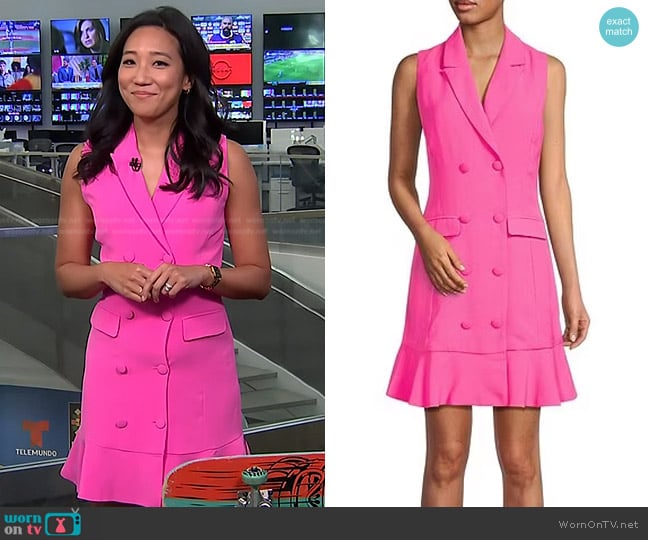 Skies Are Blue Notch Lapel Sleeveless Ruffled Hem Mini Blazer Dress worn by Kathy Park on Today