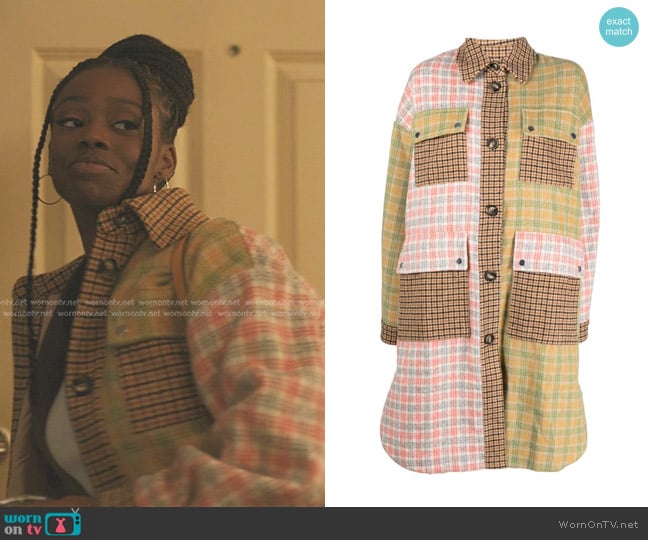 Stella Nova Patchwork Single-Breasted Coat worn by Kiesha Williams (Birgundi Baker) on The Chi