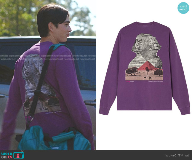 Stussy Sphinx Pigment Dyed Long-Sleeve Tee in Purple worn by Steven (Sean Kaufman) on The Summer I Turned Pretty