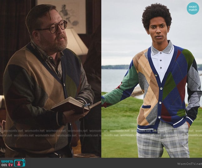 Todd x Snyder FootJoy Argyle Cashmere Cardigan worn by Michael Cyril Creighton (Michael Cyril Creighton) on Only Murders in the Building