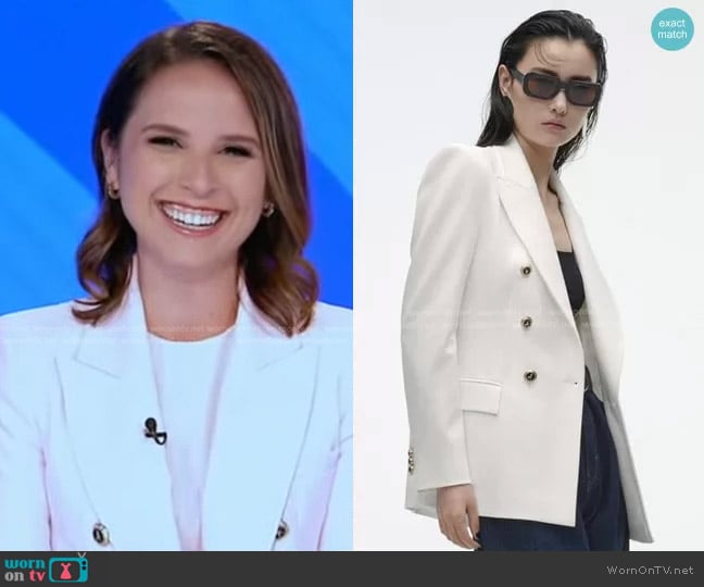 Zara Tailored Double Breasted Blazer worn by Elizabeth Schulze on Good Morning America