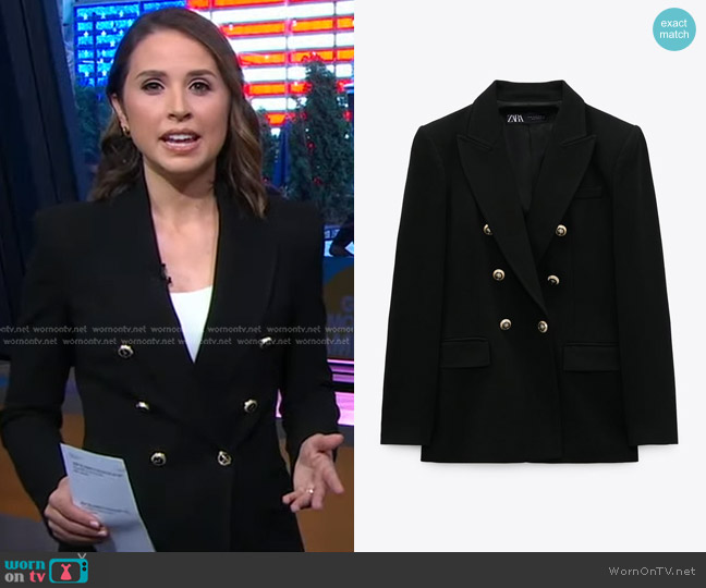 Zara Tailored Double Breasted Blazer worn by Elizabeth Schulze on Good Morning America