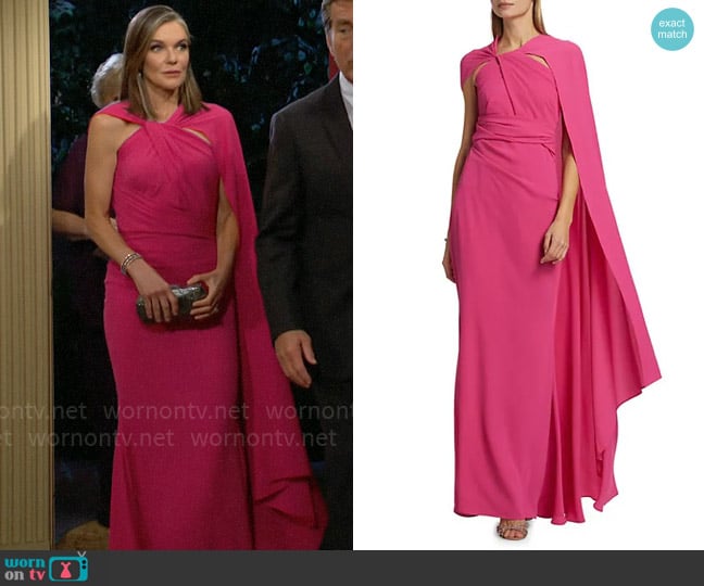 Talbot Runhof Crespina Cape-Sleeve Gown worn by Diane Jenkins (Susan Walters) on The Young and the Restless