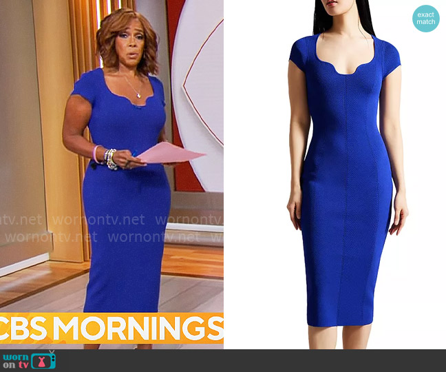 WornOnTV: Gayle King’s blue curved neckline dress on CBS Mornings ...