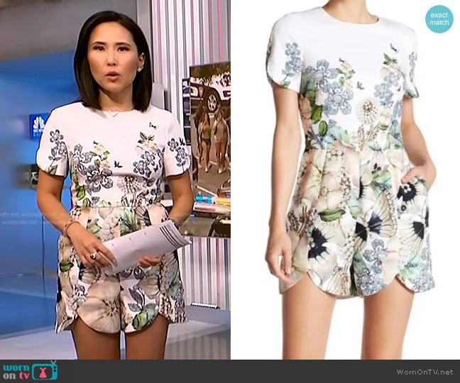 Ted Baker Floral and Butterfly Romper worn by Vicky Nguyen on NBC News Daily