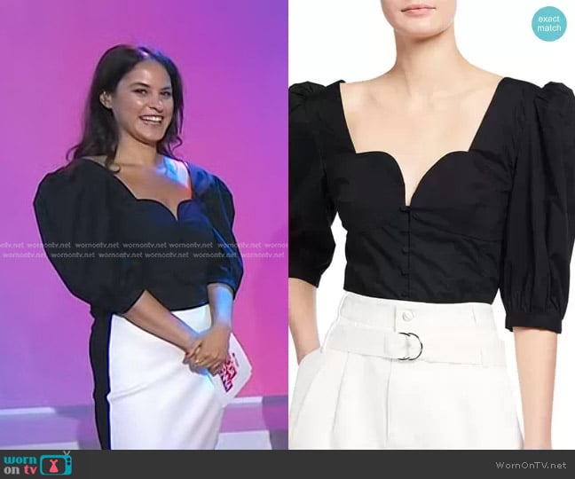 Jonathan Simkhai Standard Thea Puff-Sleeve Oxford Top worn by Donna Farizan on Today