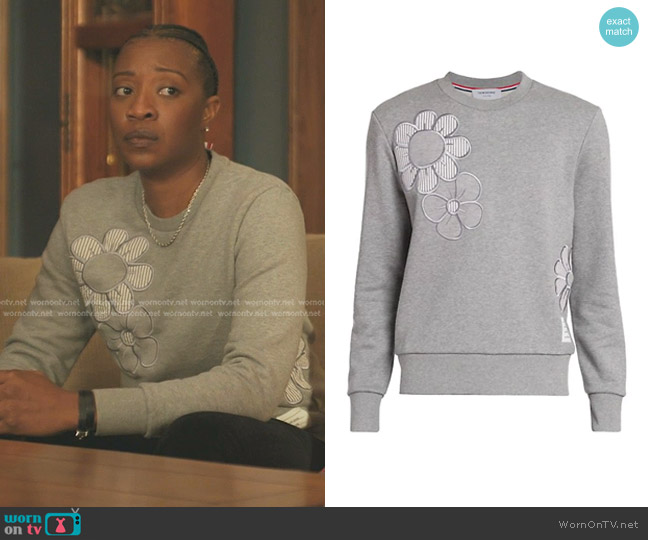 Thom Browne Flower Embroidered Sweatshirt worn by Dre (Miriam A Hyman) on The Chi