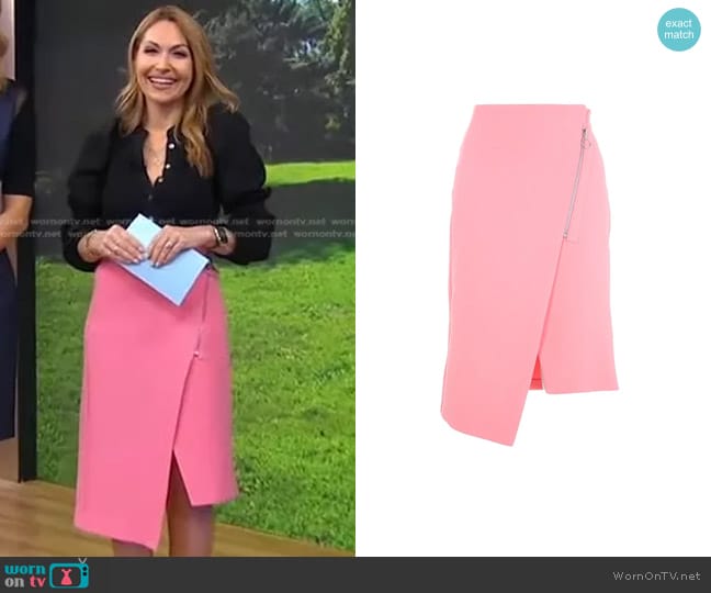 Topshop Asymmetric Zip Midi Skirt worn by Lori Bergamotto on Good Morning America