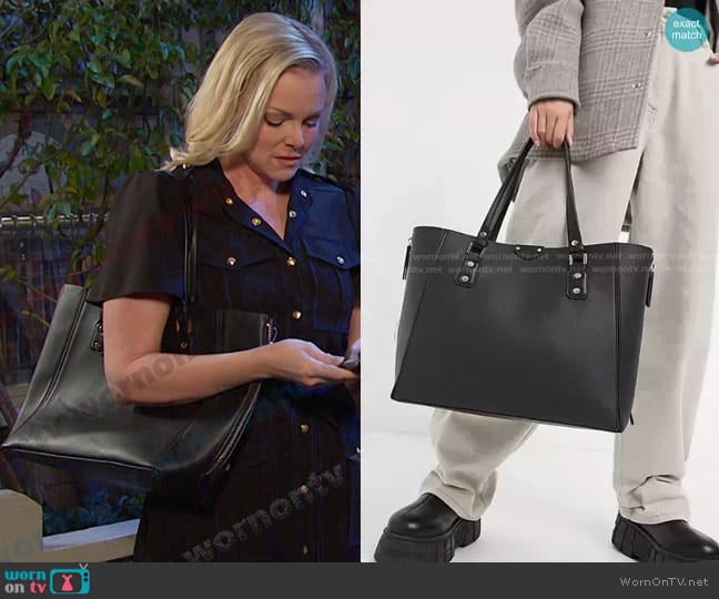 Topshop Top Handle Bag in Black worn by Belle Brady (Martha Madison) on Days of our Lives