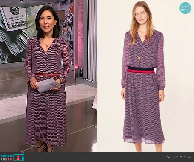 Tory Burch Velma Silk Dress worn by Vicky Nguyen on NBC News Daily