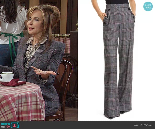 Tuli Glen Plaid Wide Leg Pants by Veronica Beard worn by Kate Roberts (Lauren Koslow) on Days of our Lives