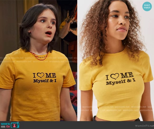 Urban Outfitters I Heart Me Myself & I Baby Tee worn by Winnie Webber (Shiloh Verrico) on Bunkd