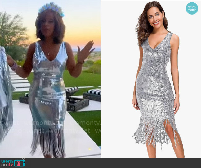 WornOnTV: Gayle King’s silver sequin fringe dress from Amazon for ...