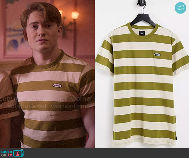 Vans Off The Wall striped t-shirt worn by Nick Nelson (Kit Connor) on Heartstopper