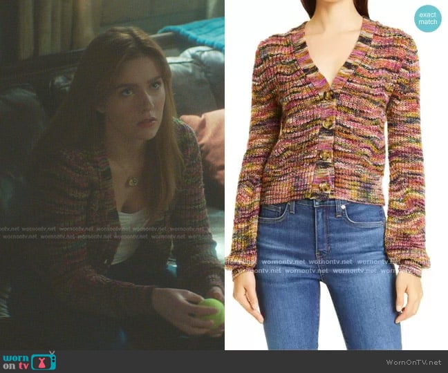 Veronica Beard Dolra Space Dye Cardigan worn by Nancy Drew (Kennedy McMann) on Nancy Drew