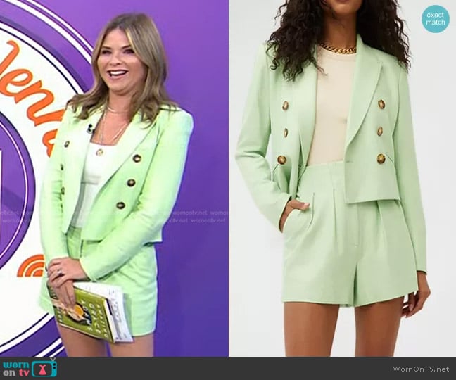 Veronica Beard Nevis Jacket and Gables Pleated Shorts worn by Jenna Bush Hager on Today