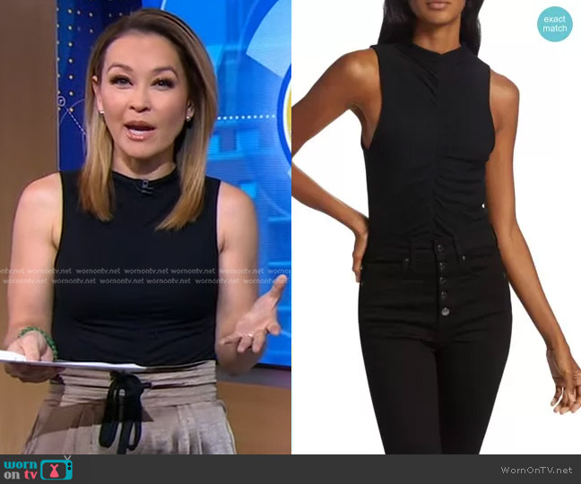 Veronica Beard Vargas Ruched Tank Top worn by Eva Pilgrim on Good Morning America