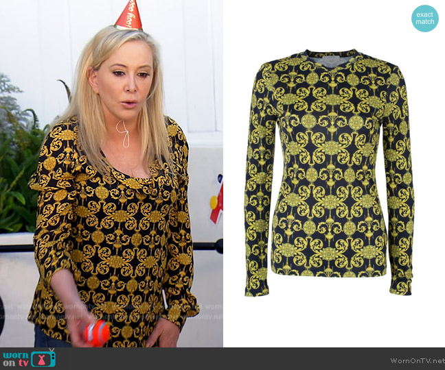 Versace Baroque-Print Top worn by Shannon Beador on The Real Housewives of Orange County