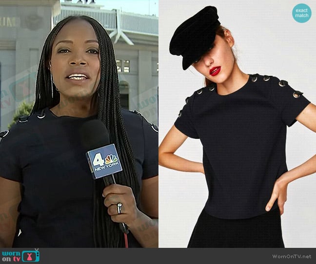 Zara Lace Up Side Top worn by Erica Byfield on NBC News Daily