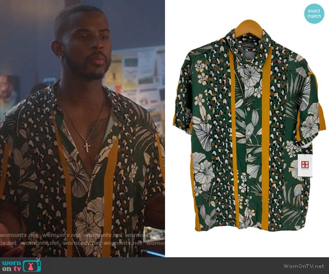 Zara Hawaiian Camp Shirt worn by Aaron Jackson (Trevor Jackson) on Grown-ish