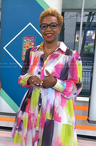 Dr. Argie Allen-Wilson’s multicolor flare shirtdress on Today