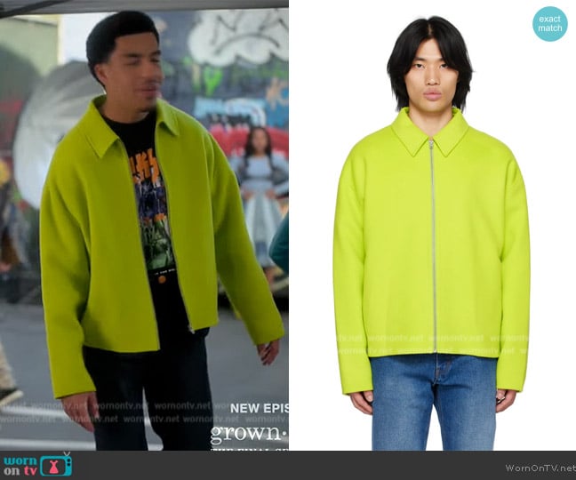 Acne Studios Green Felted Jacket worn by Andre Johnson, Jr. (Marcus Scribner) on Grown-ish