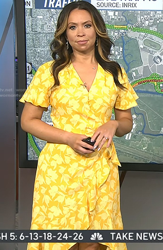 Adelle's yellow floral wrap dress on Today
