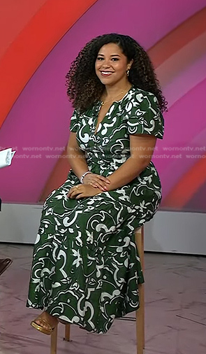 Arianna Davis’s green print dress on Today