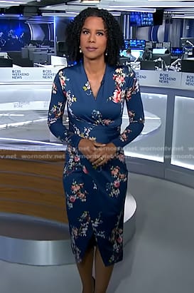 Adriana Diaz’s blue floral dress on CBS Evening News